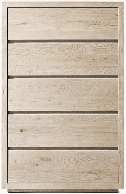 Reclaimed Oak Thin Frame 5-Drawer Narrow Dresser