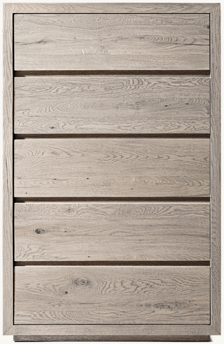 Reclaimed Oak Thin Frame 5-Drawer Narrow Dresser
