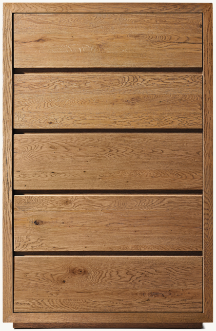 Reclaimed Oak Thin Frame 5-Drawer Narrow Dresser