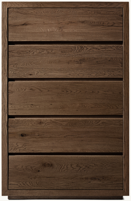 Reclaimed Oak Thin Frame 5-Drawer Narrow Dresser