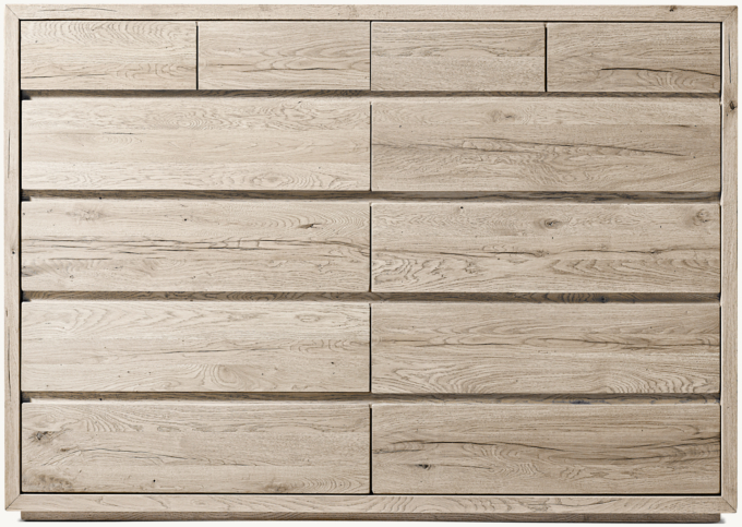 Reclaimed Oak Thin Frame 12-Drawer Dresser