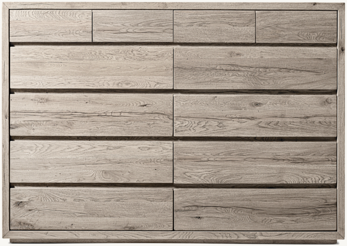 Reclaimed Oak Thin Frame 12-Drawer Dresser