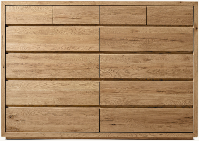 Reclaimed Oak Thin Frame 12-Drawer Dresser