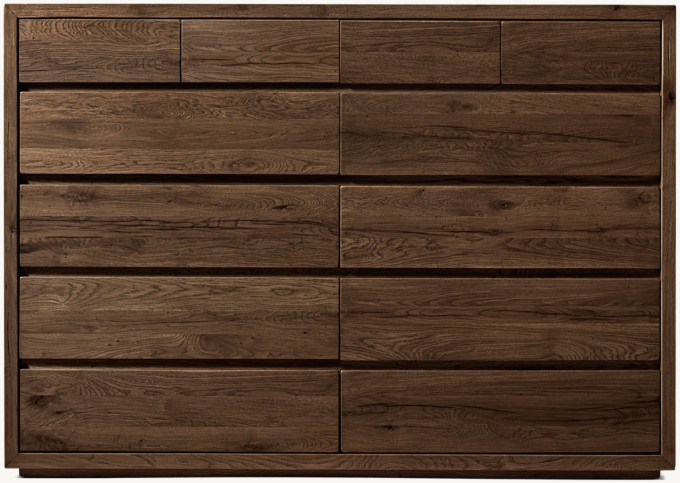 Reclaimed Oak Thin Frame 12-Drawer Dresser