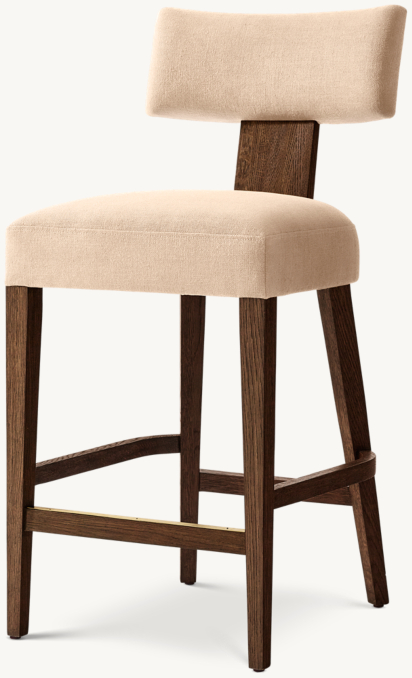Vue de Trois Quarts - Padua - Tabouret de Bar et de Comptoir en Tissu - Chêne Brun