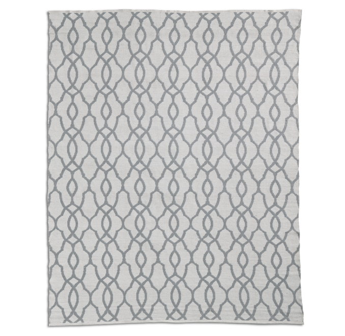 All-Weather Recycled Lattice Outdoor Rug - White/Grey