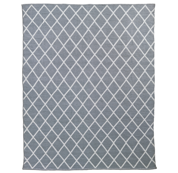 AllWeather Recycled Diamond Outdoor Rug Grey/White