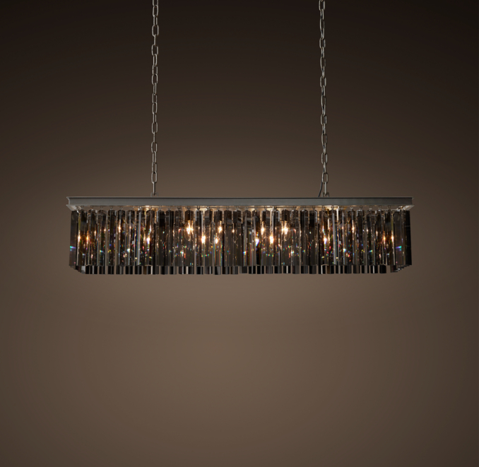 Rhys Smoke Glass Prism Rectangular Chandelier 49"