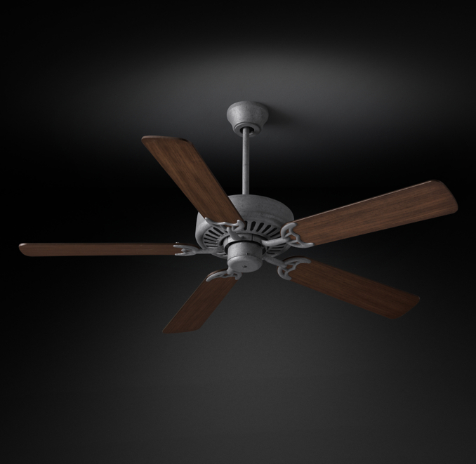 Bistro Ceiling Fan - Galvanized Steel