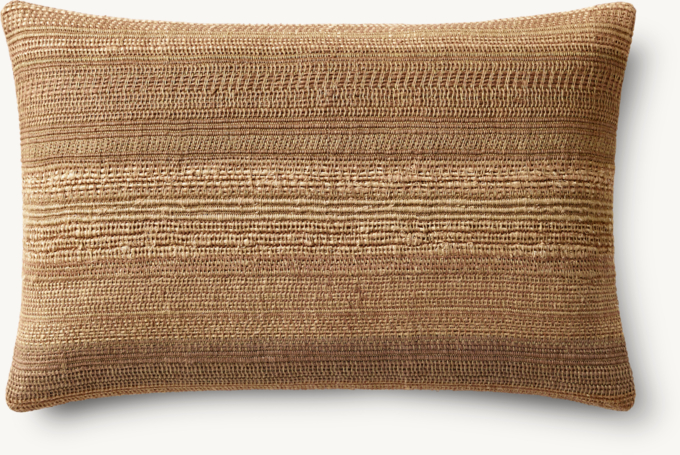 Alina Handwoven Banded Slub Pillow Cover - Lumbar