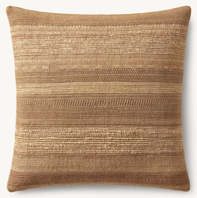 Alina Handwoven Banded Slub Pillow Cover - Square