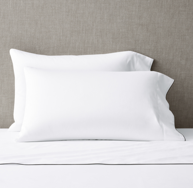Front view of Italian Piped Sateen Pillowcases (Set Of 2) 