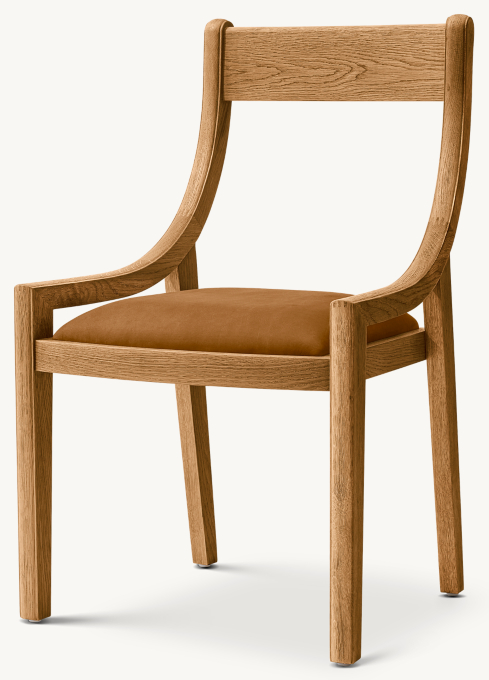 1950s Danish Slope Leather Dining Side Chair