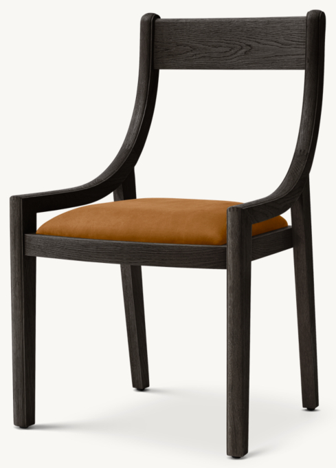 1950s Danish Slope Leather Dining Side Chair