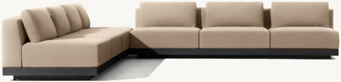 Santos Aluminum Modular L-Sectional with Square Side Table