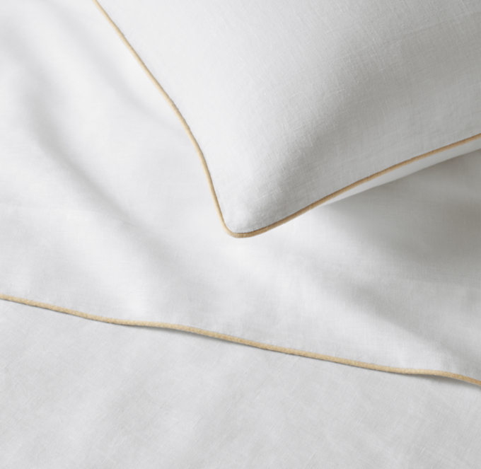 Italian Heritage Washed Piped Linen Sham