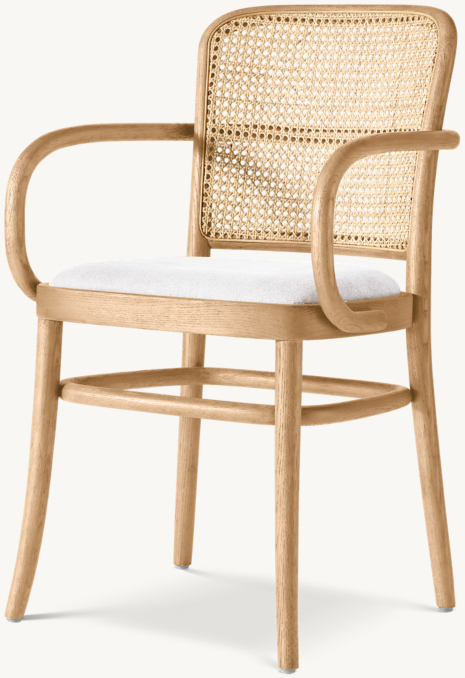 Three Quarter view of Juliette Cane Back Fabric Dining Armchair 
