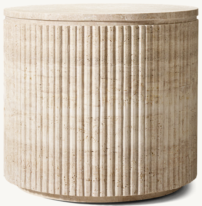 Byron Reeded Stone Round Side Table