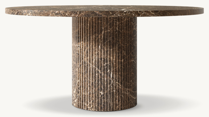 Byron Reeded Stone Round Dining Table - Thumbnail 2