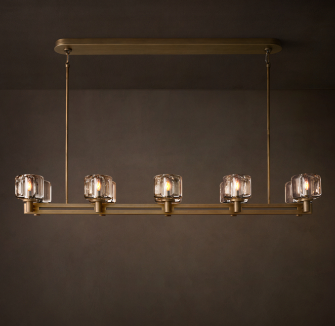 54" chandelier shown in Natural Brass.