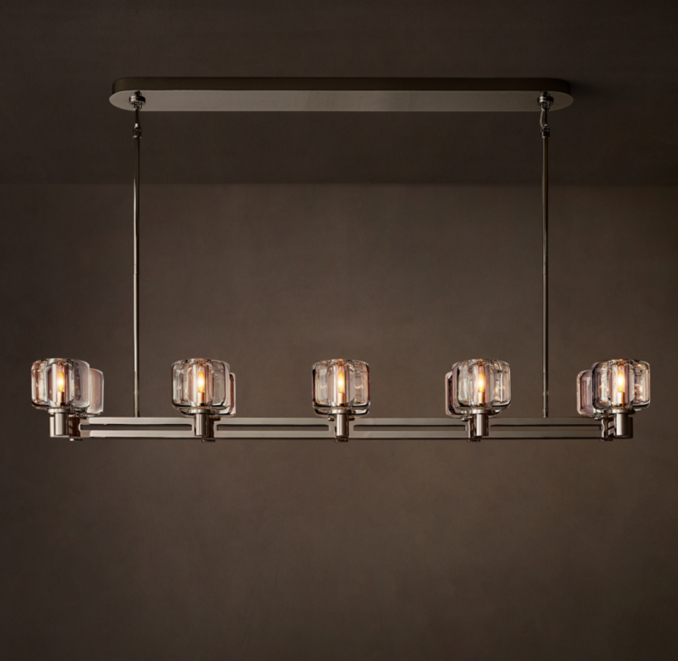 54" chandelier shown in Polished Nickel.