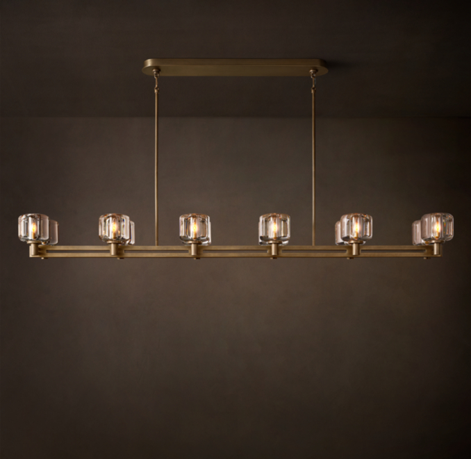 72" chandelier shown in Natural Brass.