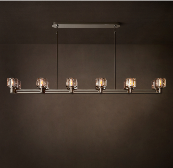 72" chandelier shown in Polished Nickel.
