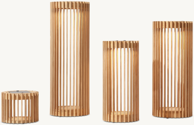 Porto Teak Round Solar Lantern
