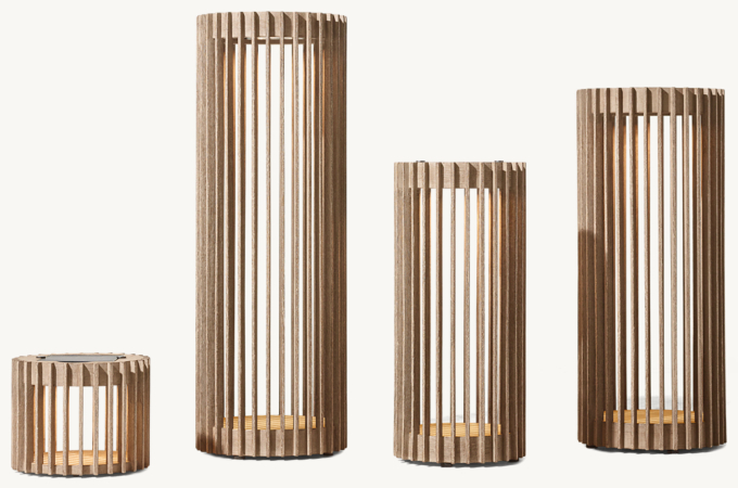 Porto Teak Round Solar Lantern