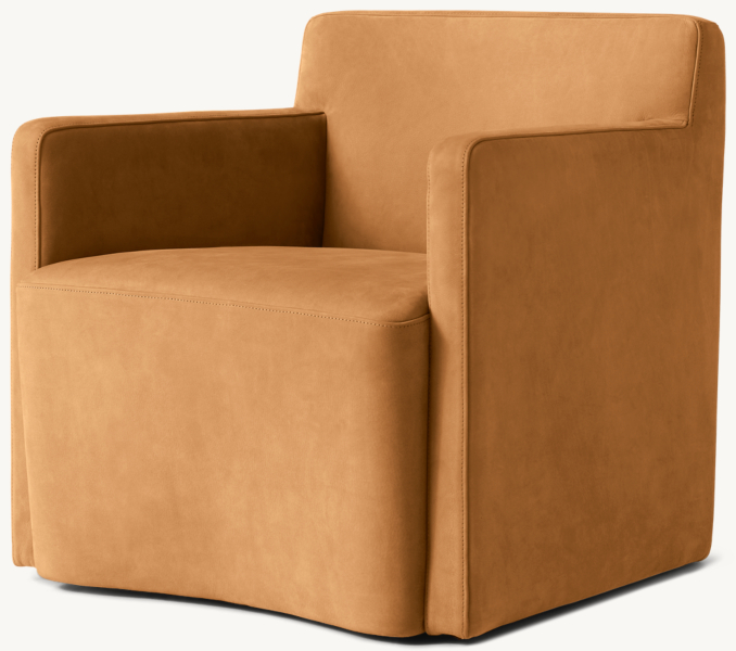 Aurelie Track Arm Leather Swivel Chair