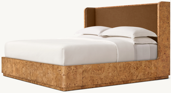 Three Quarter view of Belmont Burl Fabric Shelter Bed 