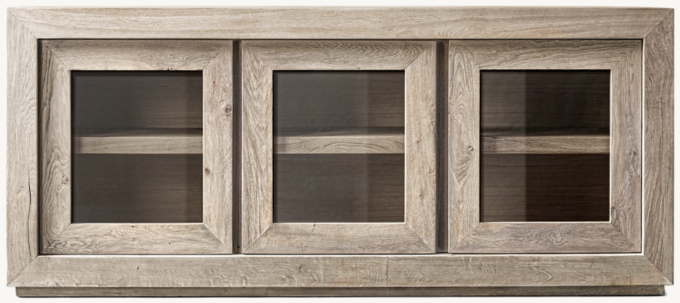 Reclaimed Oak Glass Triple-Door Media Console