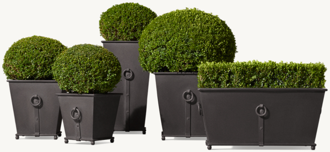 Estate Zinc Ring Square Planter