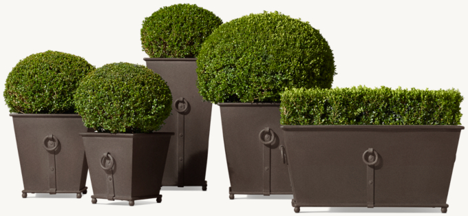 Estate Zinc Ring Square Planter