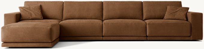 Bella Modular Leather Left-Arm Sofa-Chaise Sectional