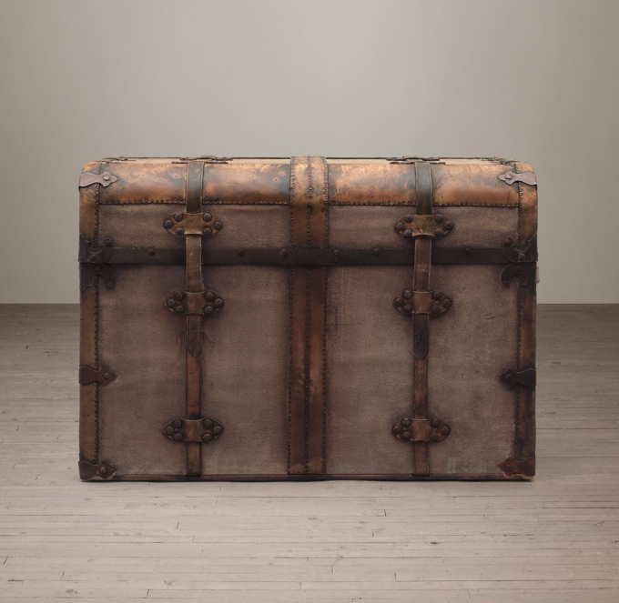19th C. French Steamer Trunk Coffee Table