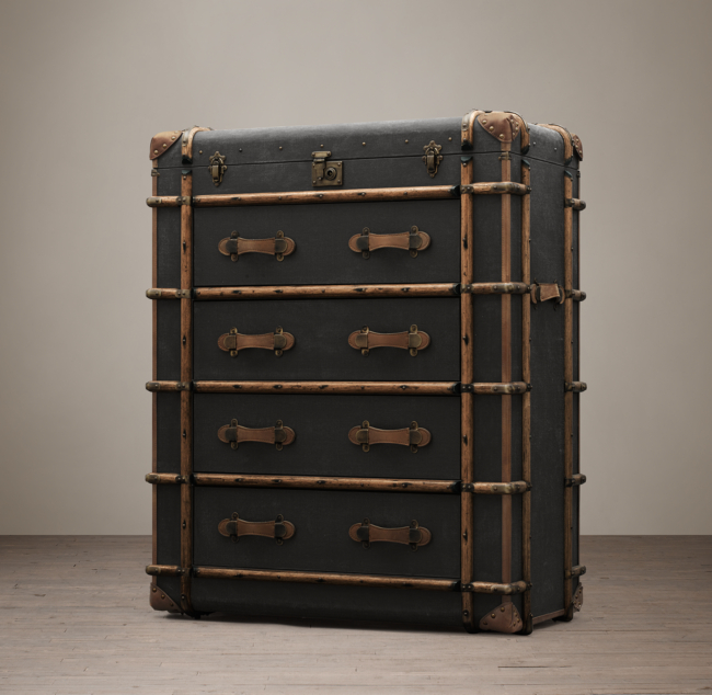 Tom Richards Antique Travel Trunk Desk (Timothy Oulton/Restoration  Hardware)