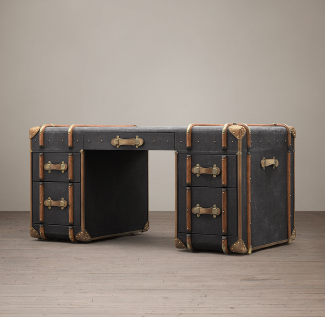 Richards Trunk Desk Charcoal Canvas