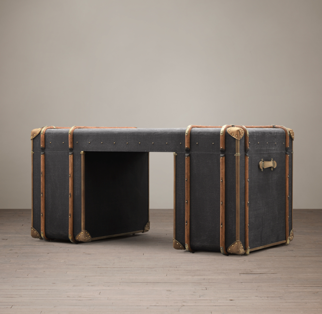 Sold at Auction: Tom Richards Antique Travel Trunk Desk