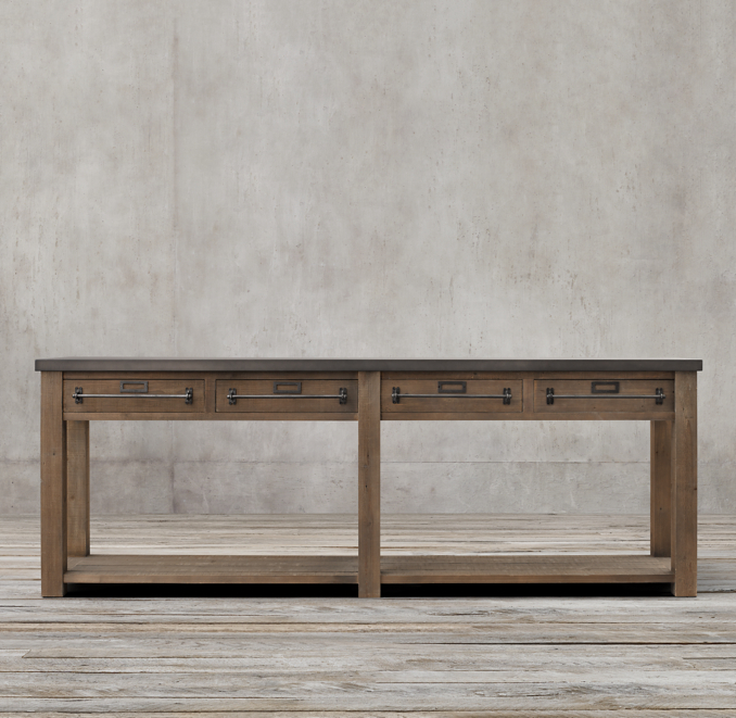 Early 20th C. ZincTop Mercantile Console Table