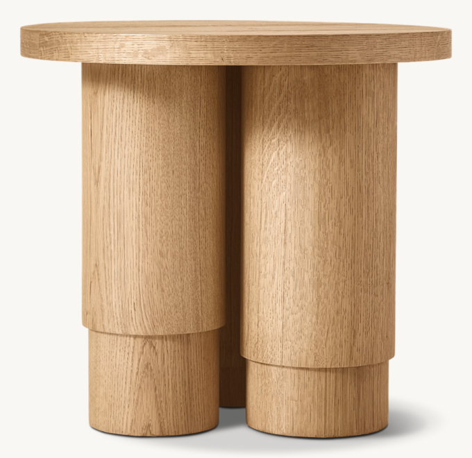Oak Tropez Round Pedestal Side Table