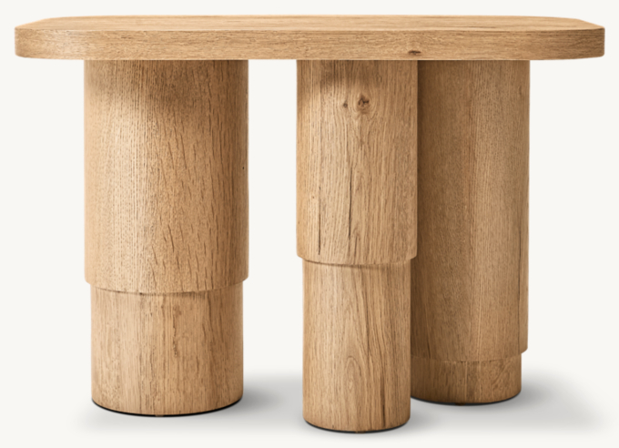 Oak Tropez Rectangular Cylinder Side Table