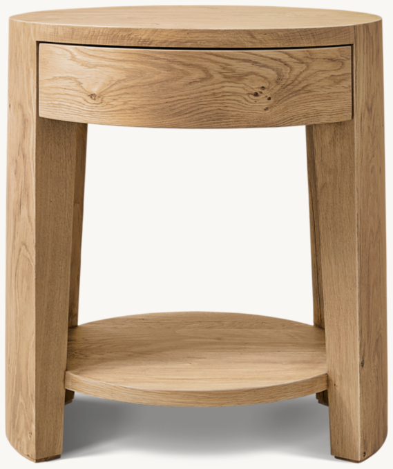 Wyeth Oak Round Bedside Table