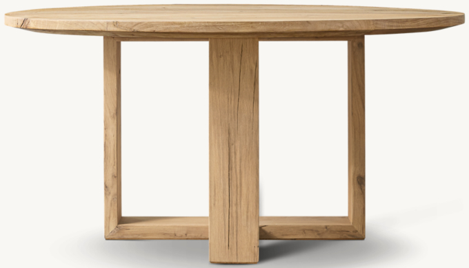 Wyeth Oak Cross-Base Round Dining Table