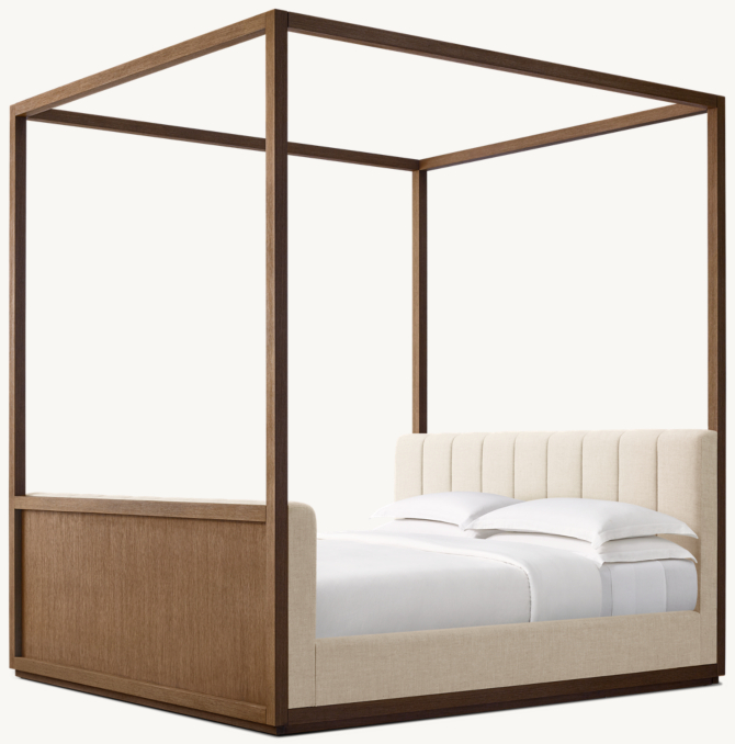 Three Quarter view of Plaza Fabric Panel Canopy Bed 