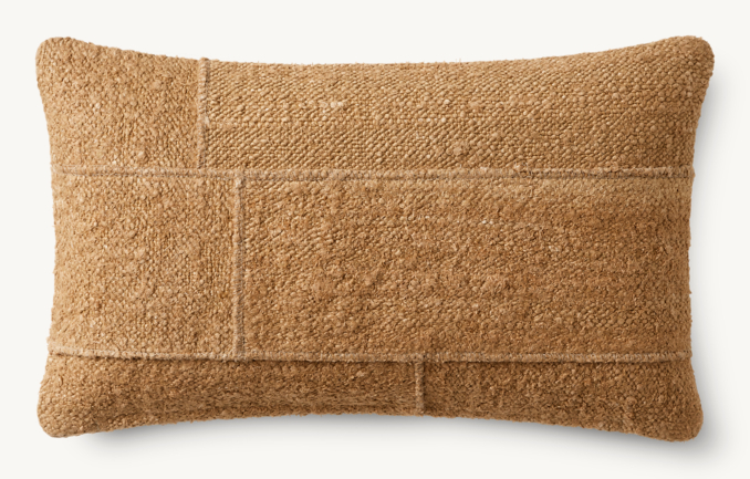 Overhead view of Surrana Linen Patchwork Pillow Cover - Lumbar  