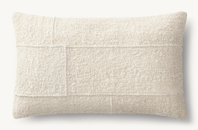 Overhead view of Surrana Linen Patchwork Pillow Cover - Lumbar  