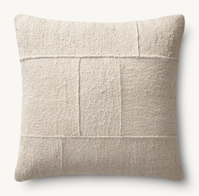 Overhead view of Surrana Linen Patchwork Pillow Cover - Square  