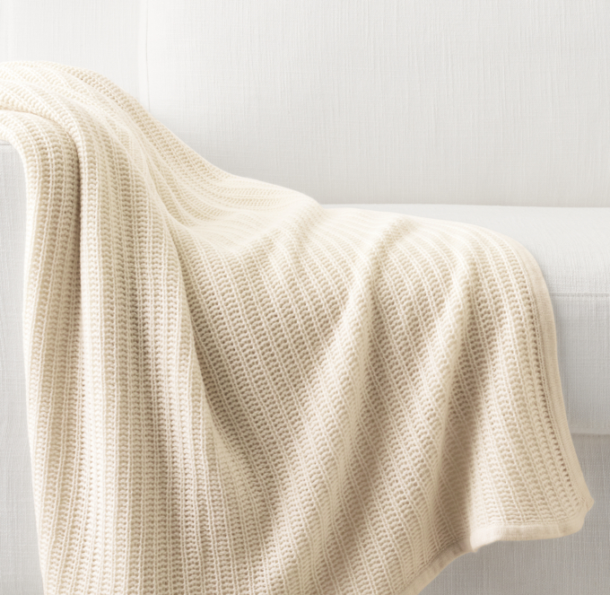 Ribbed Knit Cashmere Throw