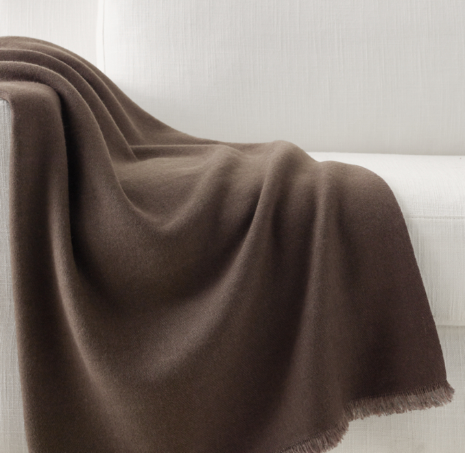 Front view of Nepalese Yak Wool & Linen Throw 